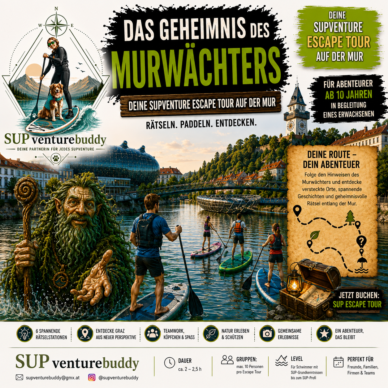 Aktuelle Ausschreibung: Das Geheimnis des Murwächters – SUPventure Escape Tour auf der Mur